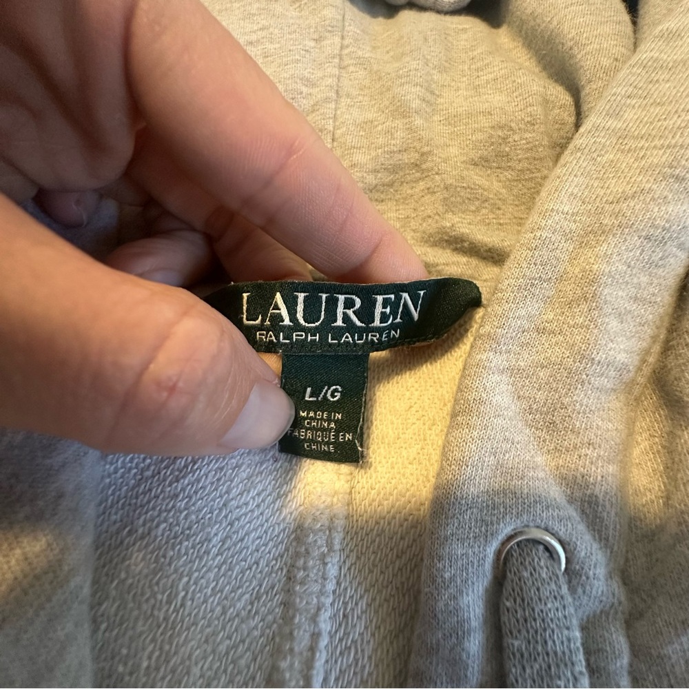 Lauren Ralph Lauren Women's Grey Cream Full Zip Hoodie Jacket L - Picture 3 of 11